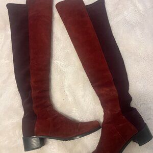 Stuart Weitzman Reserve 5050 Bordeaux Suede Knee Boot RARE!